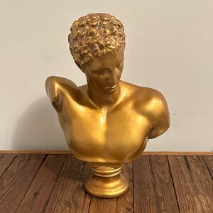 Elegant Gold Bust Sculpture he "Hermes of Olympia by Micheli Brothers"